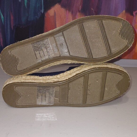 Aerie Navy Canvas Espadrilles Slip-On Flats Super Shady 100% Cotton Size 8 NWOT - Picture 8 of 9